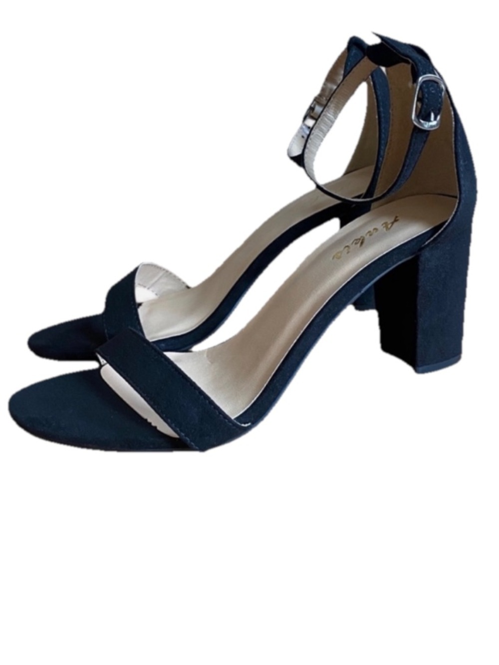 Ankis Women’s Ankle Strap Faux Suede Block Heels Size 7